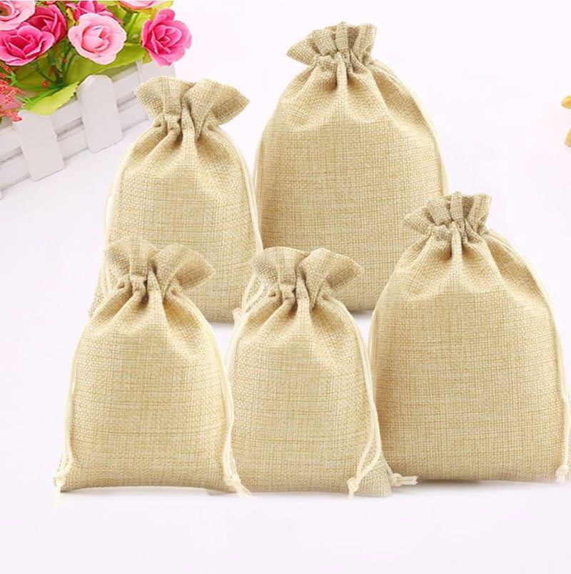 30 stuks linnen jutezakken met trekkoord, jute geschenkzakjes, jute zakjes, 10x14cm, voor bruiloftsfeest, Kerstmis en doe-het-zelf knutselen