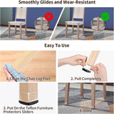 stoelpoothoezen 16-pack stoelpootglijders voor tapijt meubelvoetbeschermers pads 3,2 cm rond transparant TPE hoogelastisch zacht rubber met zwart geen krassen