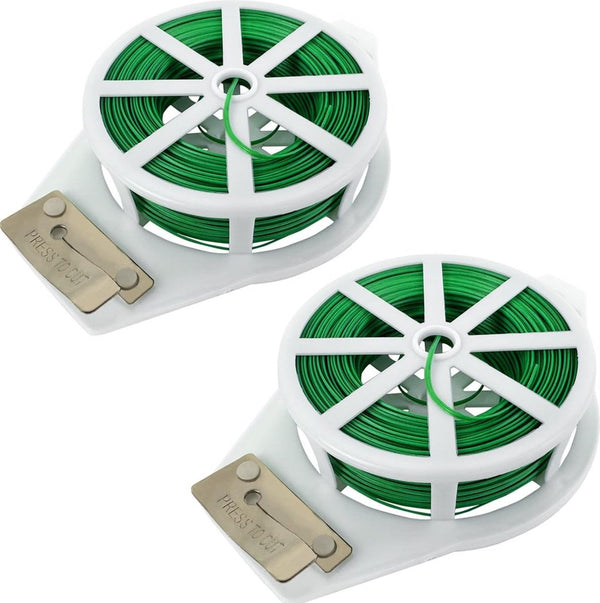 Tuindraad, 200 m, binddraad, plantendraad met afsnijapparaat, bloemdraad, groen, voor planten, binddraad, met kunststof ommantelde draad, groen, voor plantensteun