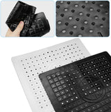Set van 2 siliconen schoteldroogmat gootsteen, zwart witte gootsteenmat, vierkante gootsteenmat voor gootstenen met afvoergat aanrechtinzet keuken