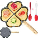 Pancakepan met antiaanbaklaag, 20 cm, 4 gaten, aluminium pan voor ontbijt, gecoate pan voor gasfornuis, inductie