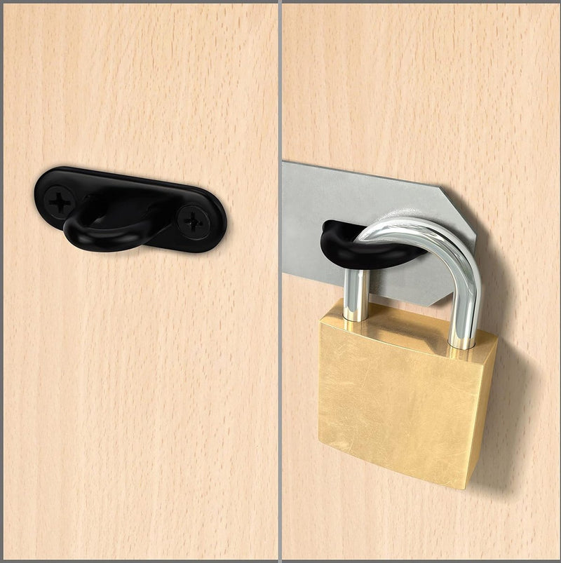 Set van 8 zwarte M5-roestvrij stalen ooghaken om vast te schroeven, duurzame U-vormige wand-/plafondhaken, zwart, rechthoekig, 50 x 15 mm, schroefhaken van roestvrij staal om op te hangen