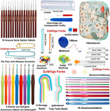 Haaknaaldenset, ergonomische zachte rubberen haaknaalden met comfortabele handgreep voor het breien voor beginners, volwassenen, kleurrijke haaksets, accessoiresets en verschillende soorten naalden