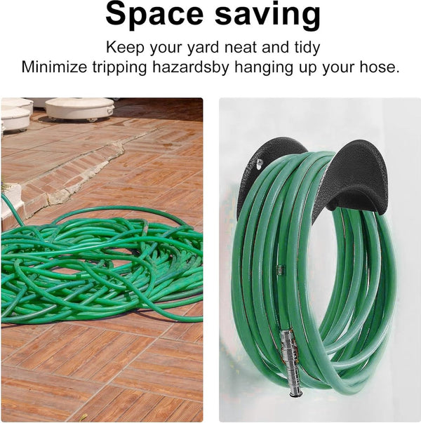 Slanghanger van hardstaal, 2 stuks wandhouder (tuinslanghouder, autoslang en koordhanger, versteviging, tuinslangrek met schroeven en expansiebouten