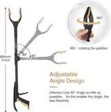 Opvouwbare grijper, 0° - 180° gebogen arm, 360° roterende kop, 80 cm lange grijper met magnetische punten voor afvalinzameling, afvalinzameling, armverlenging, (goud)