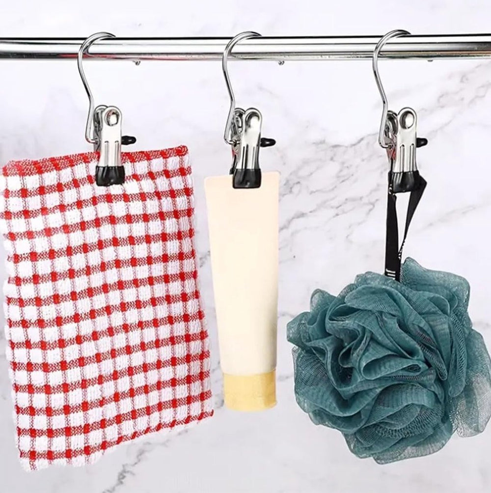 20 stuks kleerhangers, schoenklemmen, multifunctionele metalen kleerhangers, 360° draaibaar, 2-in-1 design met klem en haak, geschikt voor kleding, schoenen, broeken, handdoeken (zilver