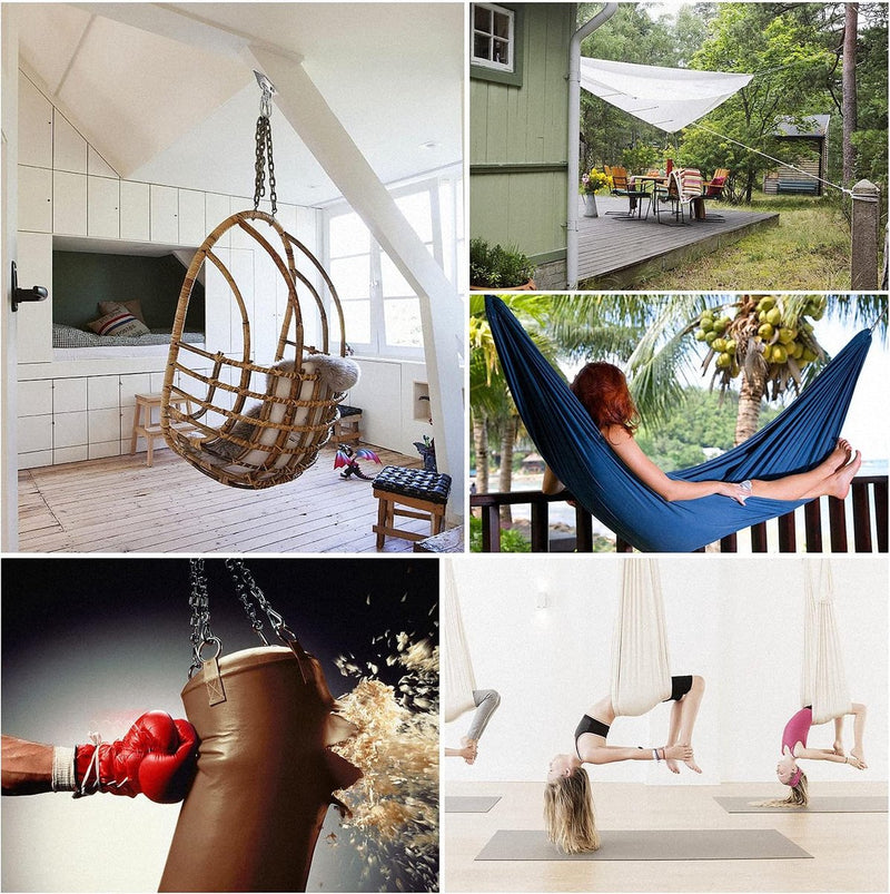 Plafondhaak, hangstoel, zware belasting, schommelhaak, 450 kg, 360 graden draaibaar, plafondhaak, zware belasting, 304 roestvrij staal, plafondhouder voor hangstoel, yoga, hangmat, stoel,