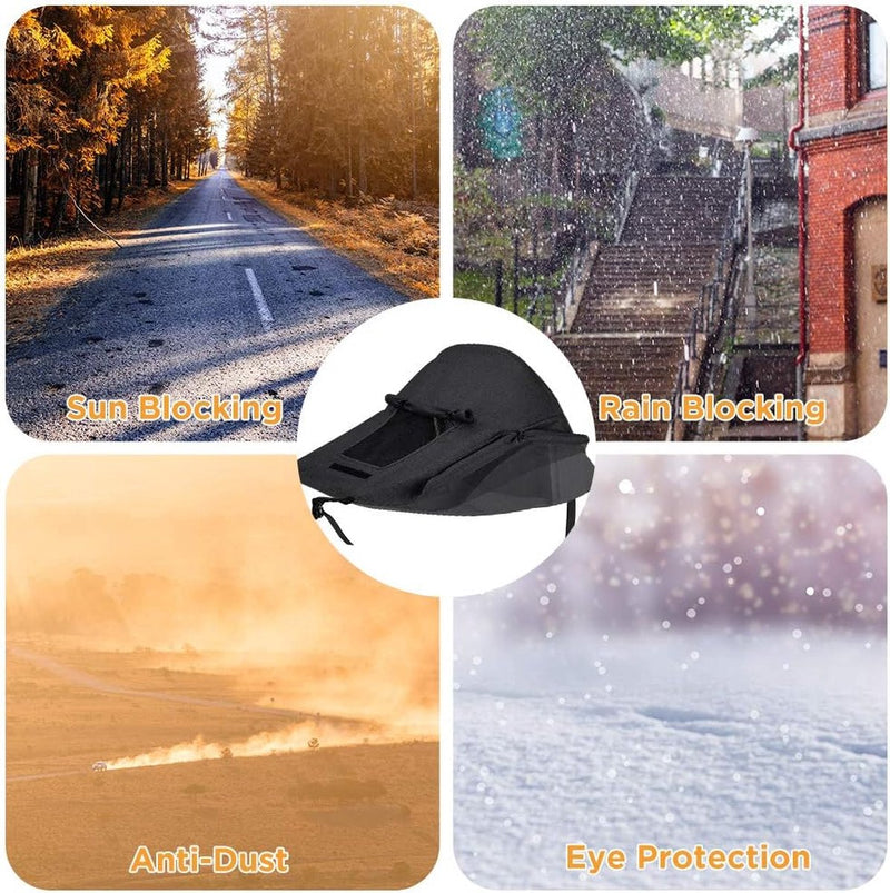 Luifel kinderwagen met uv-bescherming 50+ en waterdicht, dubbellaags stof met kijkvenster en extra brede schaduwvleugels, zwart