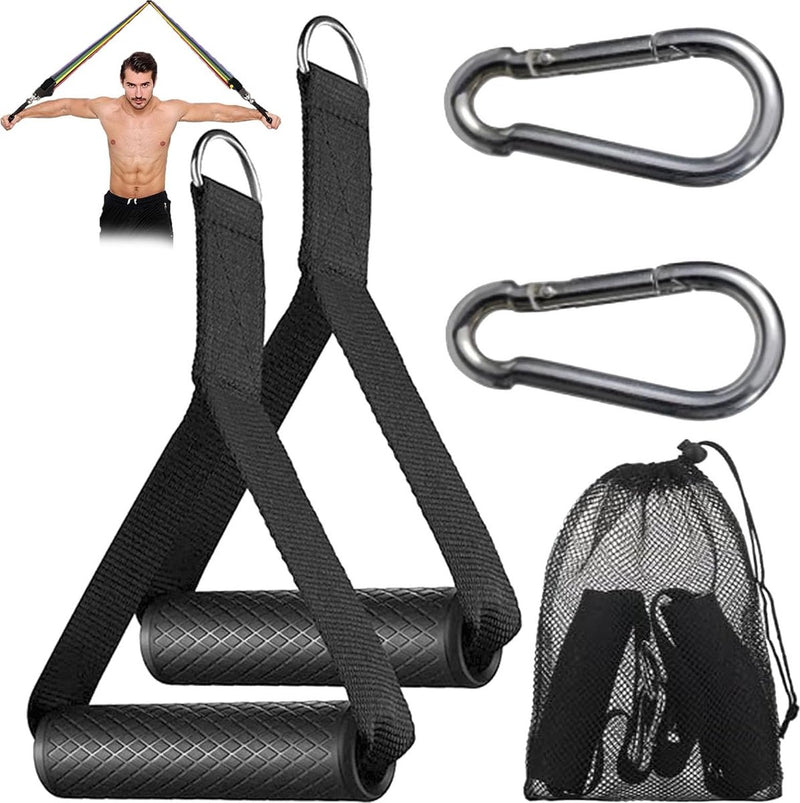 Set van 5 Lat Pull-handgrepen, kabeltrekhandgrepen, handgrepen voor weerstandsbanden, enkele handgreep, kabeltrekker, handgrepen voor fitnessbanden, voor training op de katrol, kabeltrekker of Power Tower (zwart)