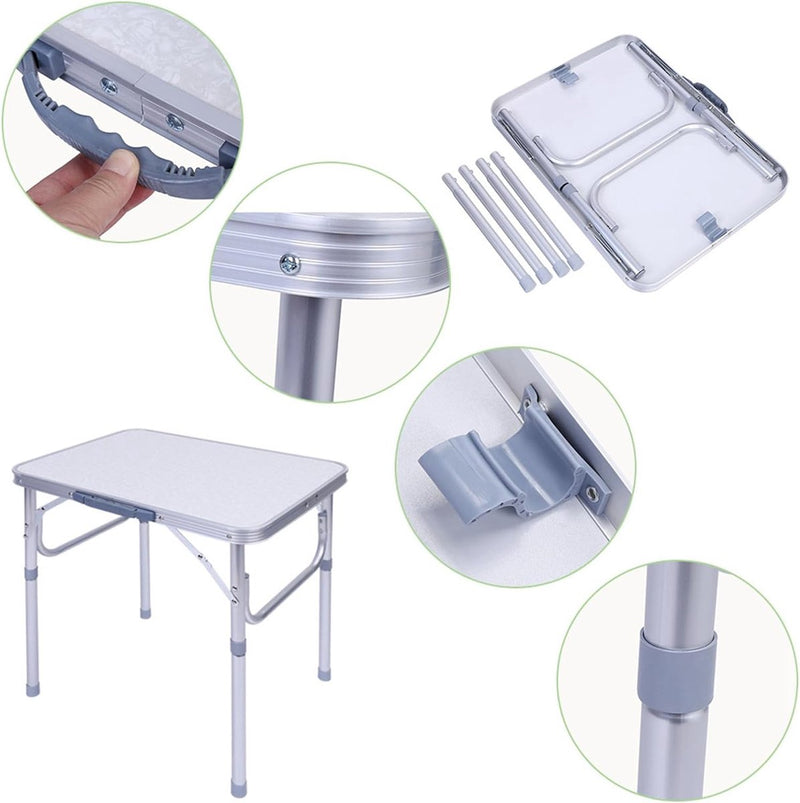 Opvouwbare kampeertafel, draagbare kleine aluminium picknicktafel, in hoogte verstelbare buitenkampeertafel, MDF, lichtgewicht, waterdicht en roestbestendig bureau