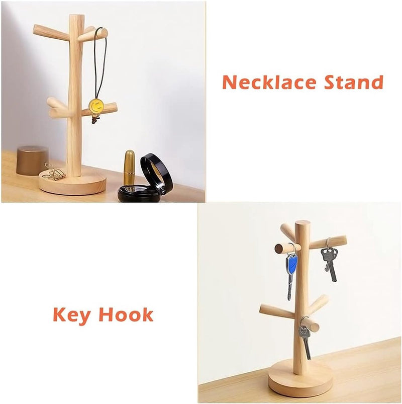 Bekerhouder, houten pretzelstandaard, bekerhouder, houten boombekerhouder, pretzelhouder, mokkenboom voor aanrecht, tablet, koffiekopjesrek