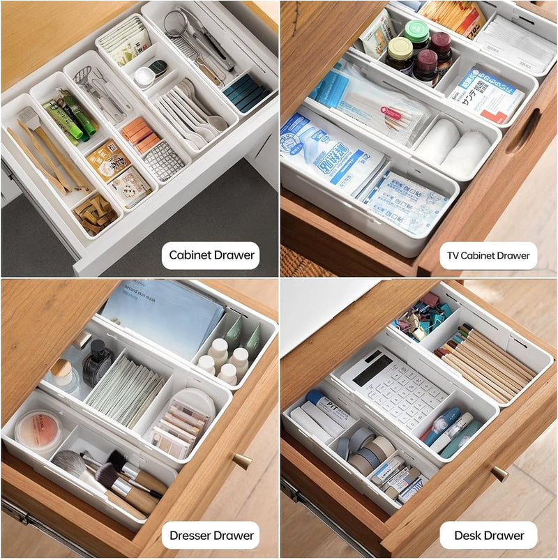 Ladeverdelers, 2 stuks Ladeorganizer Ladeorganizer Ladeverdelers Verstelbare ladeorganizer Kantoorladeverdeler Ladeverdeler Ladeorganizer (wit)