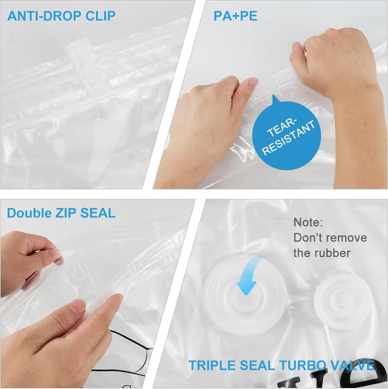 Vacuümzakken voor kleding, verpakking van 5 stuks, hangende vacuümzakken voor kleding (135 x 70 cm), vacuümzakken voor kleding voor pakken, jassen, jassen, vacuümkledingzakken met haken, ruimtebesparend