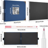Fotoalbum 29,5 x 21 cm fotoalbum om zelf vorm te geven, zwart, fotoboek met 80 pagina's scrapbook, voor 160 foto's, incl. 6 metallic kleurmarkers, gastenboek voor verjaardag en bruiloft