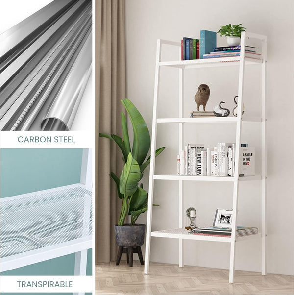 Staand rek, verticaal boekenkast, boekenrek, multifunctionele boekenkast voor woonkamer, keuken, badkamer, kantoor, opbergkast met 4 planken