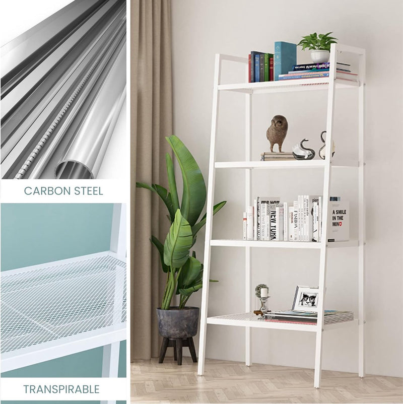 Staand rek, verticaal boekenkast, boekenrek, multifunctionele boekenkast voor woonkamer, keuken, badkamer, kantoor, opbergkast met 4 planken