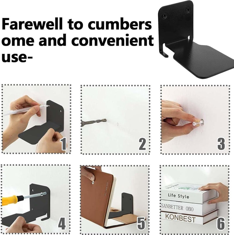 Onzichtbare boekenkast, zwevende boekenkast, metaal, verborgen geboord, gemonteerde boekenkasten, zwevende rekken voor muren, boekorganizers voor slaapkamer, kantoor, keuken, 2 stuks