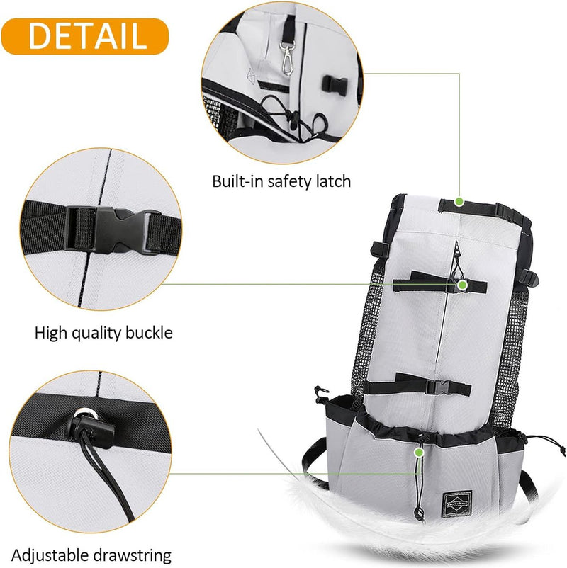 Lichte huisdierrugzak, draagbare hondenrugzak, veterinair goedgekeurde hondendraagtas voor reizen, camping, scooter, grijs