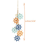 3 x hangdecoratie, maritiem, decoratie om op te hangen, zeester, anker en stuurwiel van hout, met schelpen, hangdecoratie (3 stuks, 38 cm)