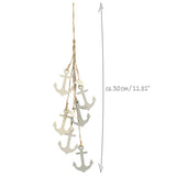 3 x hangdecoratie, maritiem, decoratie om op te hangen, stuurwiel, anker en vuurtoren met schelpen, hangdecoratie van hout (3 stuks, grijs/wit/blauw)