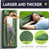 Reis-isomat, luchtmatras, zelfopblazend, verdikte opblaasbare isomat, camping met voetpers, pomp, opblaasbaar luchtmatras, ultralicht, isolatiemat met hoofdkussen, oogmasker, oordopjes