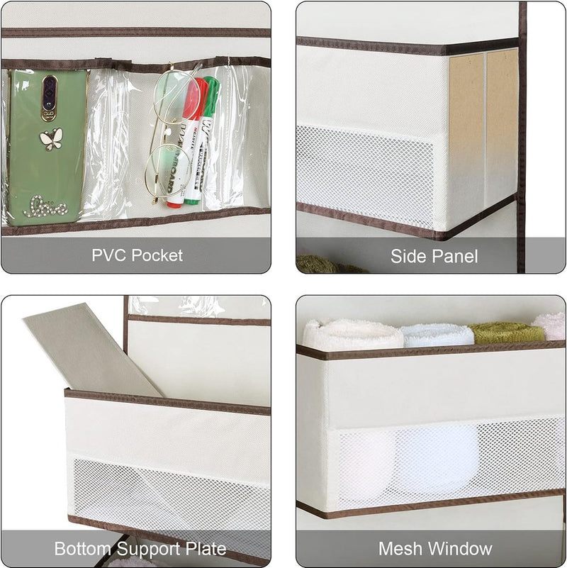 Ophangorganizer voor deur, 7 grote vakken met venster, opvouwbaar hangrek met 2 haken, hangende opslag voor slaapkamer, wasruimte of hal