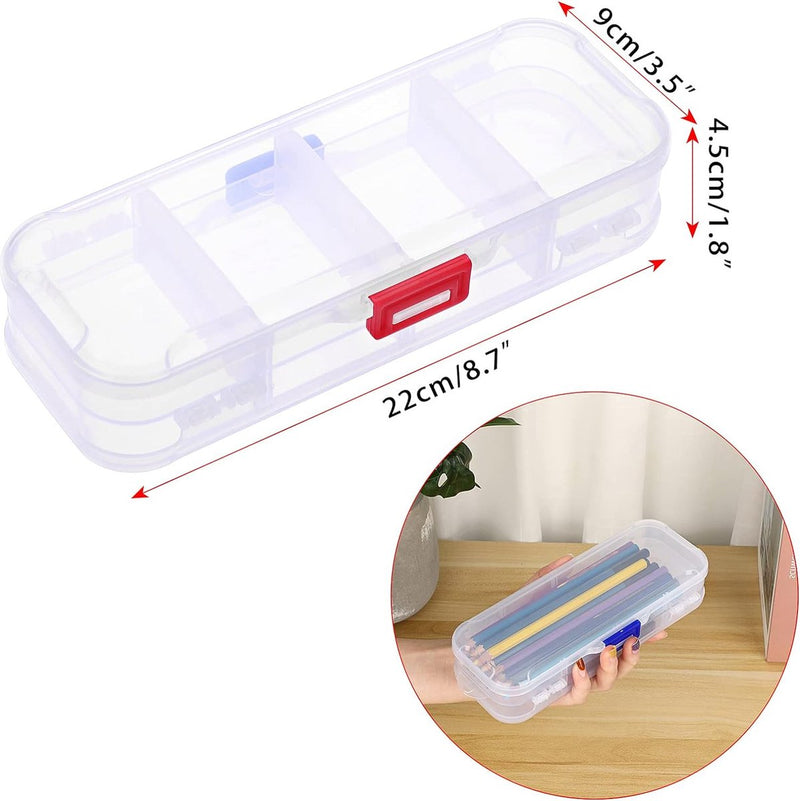 Set van 5 dubbellaags verstelbare pennenbakjes Kunststof stapelbare pennenbakje met deksel Transparante briefpapierdoos Penhouder Opbergdoos voor kinderen Studenten voor schoolbenodigdheden, transparant,