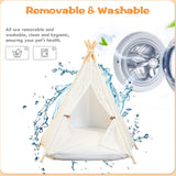 Tipi-tent Hond, Tipi-tent voor huisdieren Hondentent Kattentent Huisdierententen Huizen Huisdier-tipi met kussen Afneembaar en wasbaar Huisdierbed 50 x 50 x 60 cm
