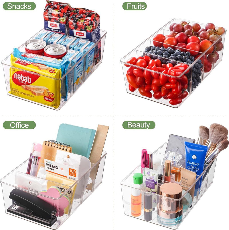 Set van 2 opbergdozen voor keuken, koelkastorganizer, laden met 8 vakken, opbergsysteem voor keuken, thee, specerijen, voorraadkast, theezakjes, apothekerskast, keukenkast