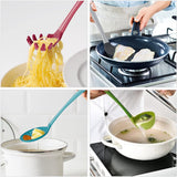 Keuken gadgets Set van 4 - (spatel siliconen, soeplepel, schuimlepel, spaghettilepel) keukengerei, spatel kunststof, pollepel, schuimspaan, spaghetti lepel, keukenhulp