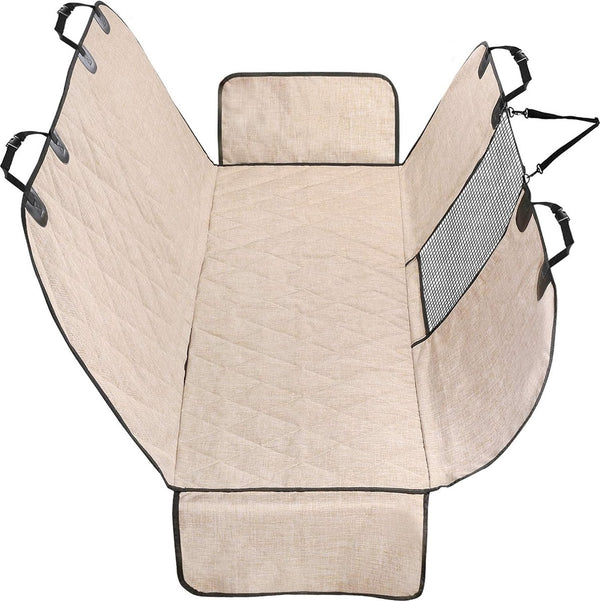 Achterbankhoes voor honden, mesh-kijkvenster met extra riemen en gespen, waterdichte en antislip hondenhangmat voor de achterbank voor de meeste auto's, heide kaki, S