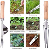 Hand onkruidsteker, 2 stuks onkruidsteker, voor in de tuin, klein roestvrij staal, met 5 in 1 mini-schep, tuin voor gras, graven en jaden