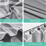 Douchegordijn, 240 x 200 cm, waterdicht, textiel, wasbaar, met 12 douchegordijnringen, polyester douchegordijn met gewicht aan de onderkant, meerkleurig, golven, grijs, ombre douchegordijn