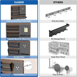 Sleutelrek met plank en brievenhouder, 8 sleutelhouders, wandbrievenbakje met 2 posthouders, memobord- sleutellijst, sleutelbord, decoratie, sleutelhaken voor verbindingsgang gang