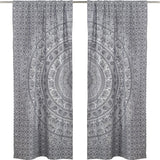 Indian Hippie Gordijn Boheemse Stijl Olifant Mandala Grijs Zilver