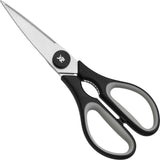 Touch messenset, 2-delig, keukenmessen met beschermhoes, speciaal lemmetstaal, anti-aanbaklaag, zwart & touch keukenschaar 21 cm, huishoudschaar met zaagslijpen, zwart