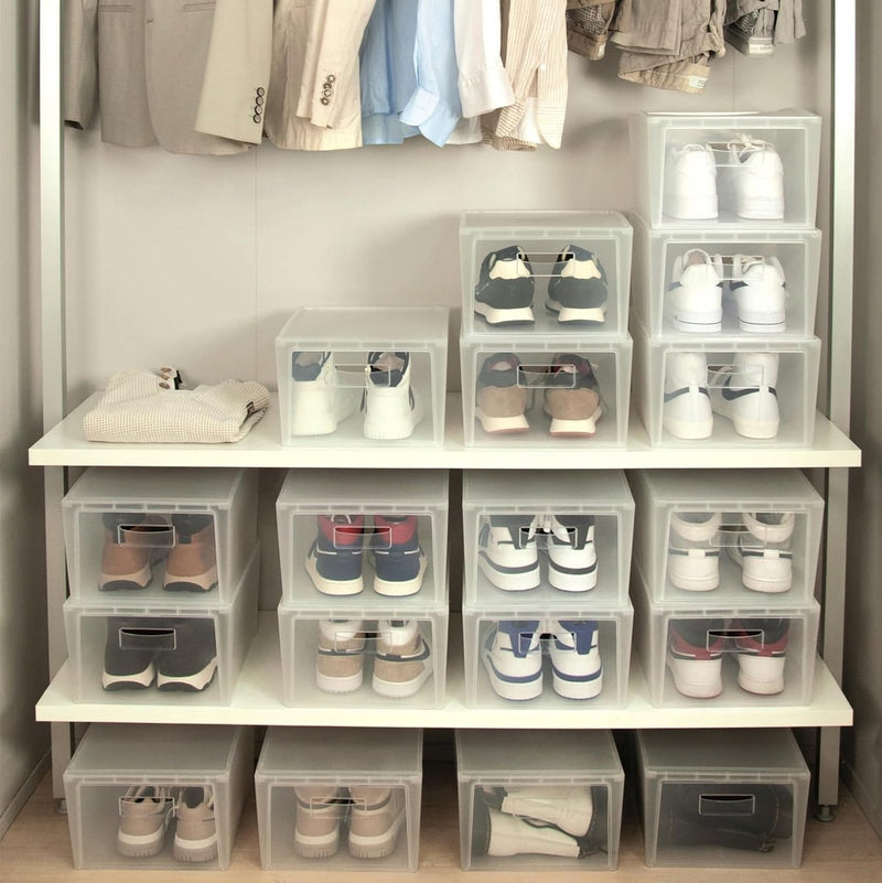 Set van 3 schoenenrek, schoenenorganizer, ruimtebesparende schoenendozen 37 x 27,7 x 33 cm, schoenenkast voor de kledingkast