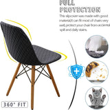 Eetkamerstoelen Covers 2/4/6 stuks, stijl shell eetkamerstoel Mid Century moderne stoel sipcover, gewatteerde dining accent side stoelhoezen (grijs, 4 stuks)