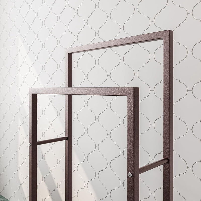 Handdoekenrek, handdoekenrek vrijstaand met 2 handdoekstangen, badkamer badhanddoekhouder staal, badkamer handdoekhouder, brons