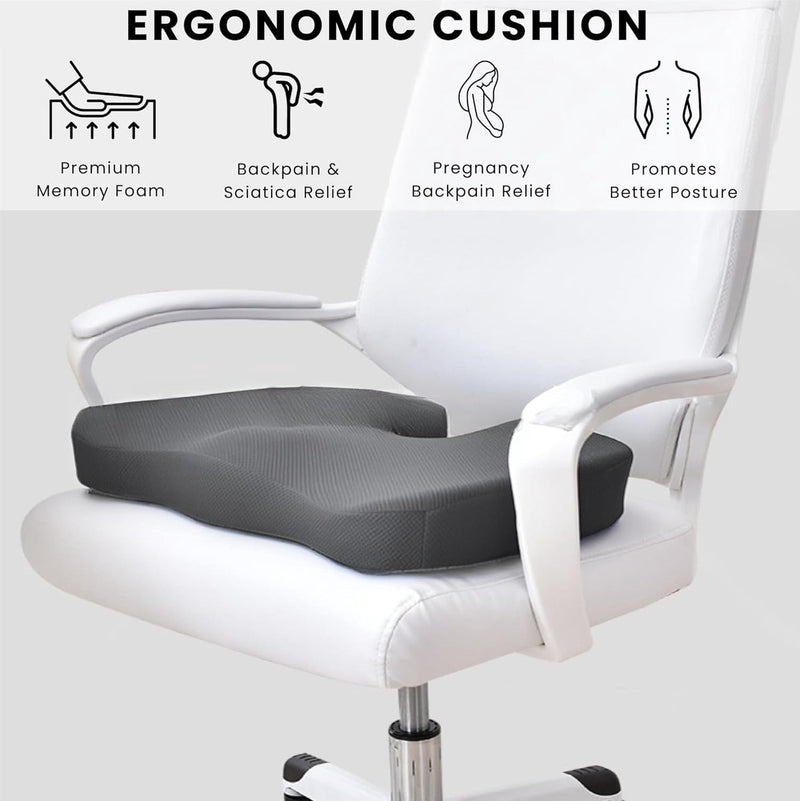Benazcap zitkussen voor bureaustoel en rolstoel, ergonomische rugsteunzitting, verlicht pijn en verhoogt het comfort, thermische reactie, wasbare mesh-hoes.