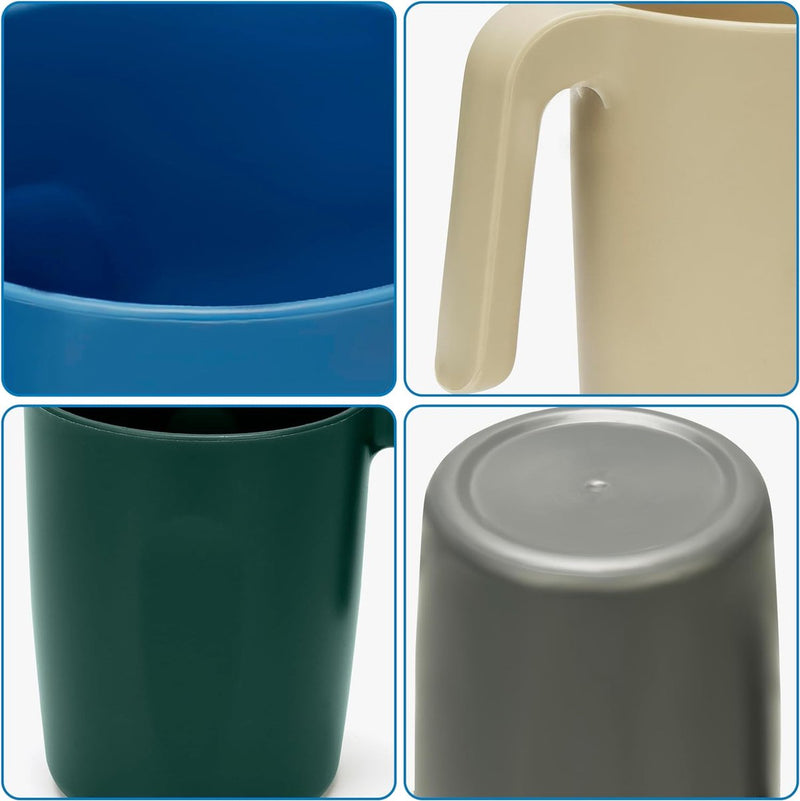 4-delige plastic bekerset - 400 ml onbreekbare herbruikbare plastic bekers met handvat - BPA-vrije bekers voor warme en koude dranken - magnetron- en vaatwasserbestendig - camping