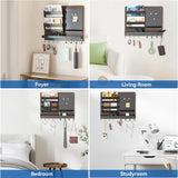 Sleutelrek met plank en brievenhouder, 8 sleutelhouders, wandbrievenbakje met 2 posthouders, memobord- sleutellijst, sleutelbord, decoratie, sleutelhaken voor verbindingsgang gang