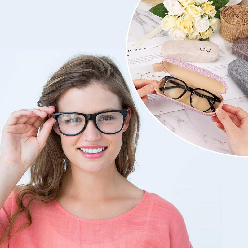 Brillenkoker Hard Shell 4-delige beschermhoes voor brillen Brillenopbergdoos Brillendoos Draagbare harde brillenkoker Geschikt voor de meeste brillen en zonnebrillen, geel