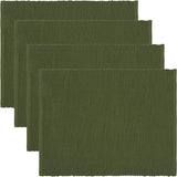 i Set van 4 placemats voor eettafel 35 x 46 cm, 100% geribbeld katoen, machinewasbaar, donker olijfgroen