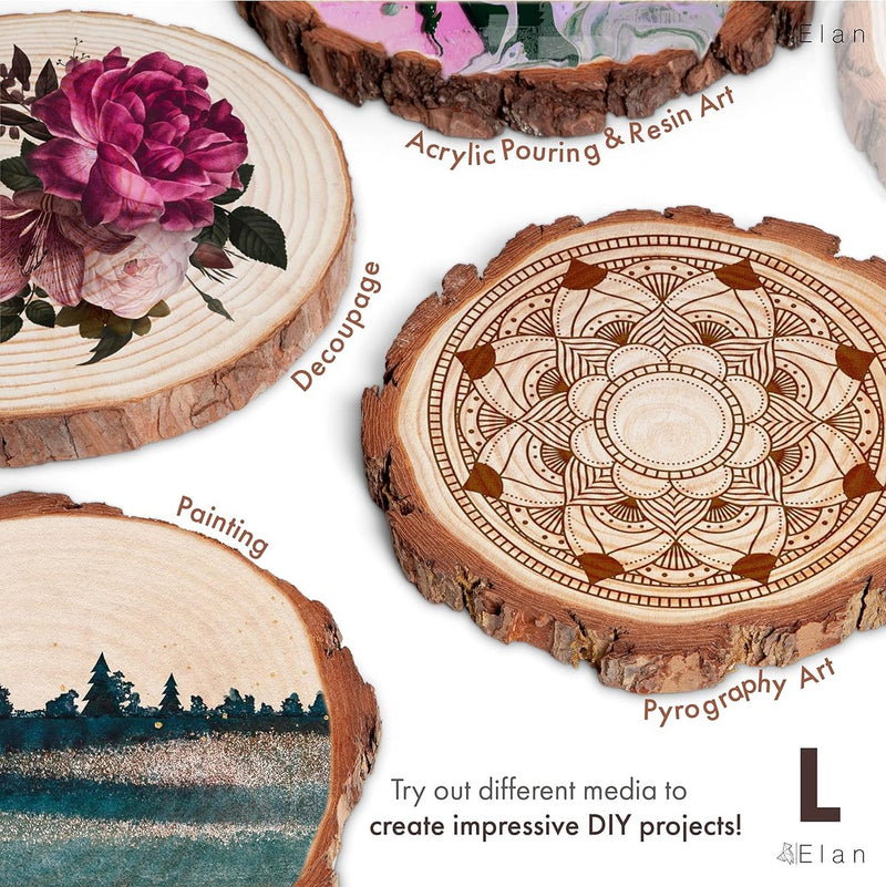 Houten schijven 20 cm - 23 cm diameter 8 stuks, boomstam schijven, kleine boomschijven 20 cm diameter, houten schijf rond, boomschijven 20 cm, ronde houten plaat, hout Kerstmis