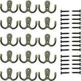 Kledinghaken, 15 stuks, dubbele wandhaken, haken, metaal, kleerhanger met schroeven, voor badkamer, keuken, retro