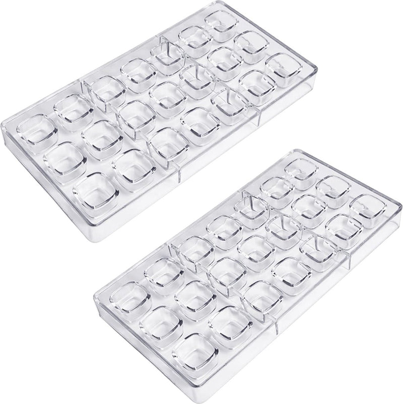 2 stuks vierkante chocoladevorm, 21 vormpjes bonbonvorm, polycarbonaat chocoladevorm, heldere snoepvorm voor chocolade, ijsblokjes, snoep, bruidstaart
