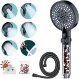 Douchekop met slang 1,5 m Hogedrukdouchekop Zwart met filter Antikalksproeiers Economy douchekop 6 modi Waterbesparende douchekop Douchekop Douche met douchefilter Gratis douche