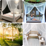 Klamboe, klamboe, tweepersoonsbed met 4 hoekpalen, groot muggennet voor bed, eenpersoonsbed en tweepersoonsbed, vliegennet, draagbaar muggennet voor volwassenen, kinderkamer, 190 x 210 x 240 cm (wit)