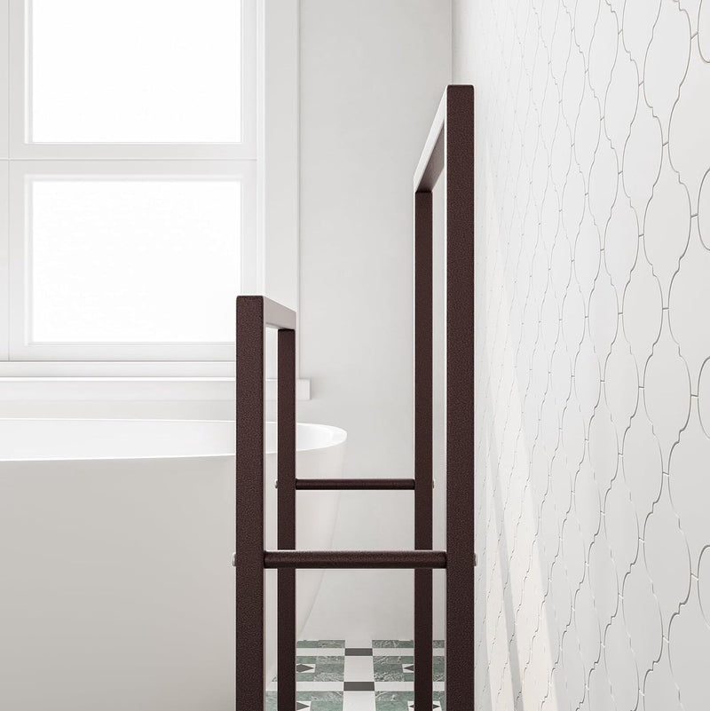 Handdoekenrek, handdoekenrek vrijstaand met 2 handdoekstangen, badkamer badhanddoekhouder staal, badkamer handdoekhouder, brons